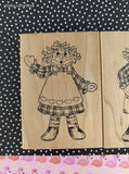 Vintage 1994 Stamps by Judith Raggedy Ann & Andy Wooden Block/Rubber Stamps Set/2