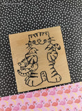 Vintage The Paper Garden Clip-Art Style Tiger Kitties Wooden Block/Rubber Stamp