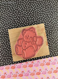 Vintage D.O.T.S. Clip-Art Style Cuddly Teddy Bear Wooden Block/Rubber Stamp