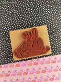 Vintage 1988 Daisy Kingdom Cute Lil' Book Bunnies Wooden Block/Rubber Stamp
