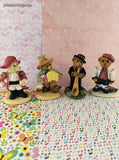 Vintage Homco Bears Around the World Teddy Bear Figurine Set/4, Like New