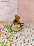 Vintage 2002 J.B. Teabearie Cute Lil' Teddy Bear in Teacup Figurine, Like New