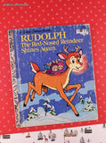 Vintage 1982 Little Golden Book: Rudolph the Red-Nosed Reindeer Shines Again Hardcover