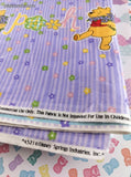 Walt Disney Springs Industries Winnie the Pooh Purple Blue Flowers Fabric Remnant, 2 yd x 45" W, CLEAN
