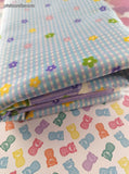 Walt Disney Springs Industries Winnie the Pooh Purple Blue Flowers Fabric Remnant, 2 yd x 45" W, CLEAN