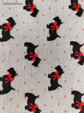 Vintage Ameritex Black Scottish Terrier Scottie Dog w/Red Bow Fabric Remnant, 4 yd x 45" W, CLEAN