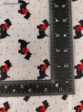 Vintage Ameritex Black Scottish Terrier Scottie Dog w/Red Bow Fabric Remnant, 4 yd x 45" W, CLEAN