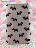 Vintage Ameritex Black Scottish Terrier Scottie Dog w/Red Bow Fabric Remnant, 4 yd x 45" W, CLEAN