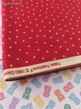 Vintage 1990 Fabric Traditions Red & White Miniature Stars Fabric Remnant, 1-1/2 yd x 44" W, CLEAN