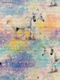 Rainbow Sparkle Unicorns Set/10 Pre-Cut Fabric Remnant Squares, 10"x10", CLEAN