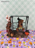 Vintage K's Collection Halloween Swinging Witchy Teddy w/Brew Pot Figurine, Like New