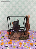 Vintage K's Collection Halloween Swinging Witchy Teddy w/Brew Pot Figurine, Like New
