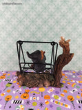 Vintage K's Collection Halloween Swinging Witchy Teddy w/Broomstick Figurine, Like New