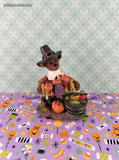 Vintage Kurt S. Adler Thanksgiving Autumn Harvest Pilgrim Teddy Bear Figurine, Like New