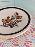 Vintage MCM Royal China by Jeannette "Frolic" Brown Orange Autumn Dessert Plates Set/2, 6.5"