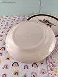 Vintage MCM Royal China by Jeannette "Frolic" Brown Orange Autumn Dessert Plates Set/2, 6.5"