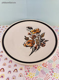 Vintage MCM Royal China by Jeannette "Frolic" Brown Orange Autumn Dinner Plates Set/2, 10"