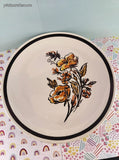 Vintage MCM Royal China by Jeannette "Frolic" Brown Orange Autumn Dinner Plates Set/2, 10"