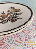 Vintage MCM Royal China by Jeannette "Frolic" Brown Orange Autumn Dinner Plates Set/2, 10"