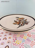 Vintage MCM Royal China by Jeannette "Frolic" Brown Orange Autumn Dinner Plates Set/2, 10"