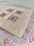 Vintage Pfaltzgraff Naturewood Embossed Divided Trivet Accessory Tray, 8.25"