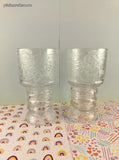 Vintage December 2001 Lord of the Rings Burger King Frosted Embossed Glass Tumblers Goblets Set/2, Like New