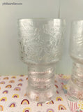 Vintage December 2001 Lord of the Rings Burger King Frosted Embossed Glass Tumblers Goblets Set/2, Like New