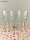 Vintage December 2001 Lord of the Rings Burger King Frosted Embossed Glass Tumblers Goblets Set/2, Like New