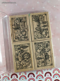 Vintage 1999 Stampin' Up! Seasonal Shelves Set/4 Stamps w/Plastic Storage Case