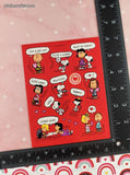 Vintage 1990's Hallmark Peanuts Snoopy Valentine's Day Hearts Full Sticker Sheet, Clean & Unused