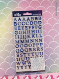 Sticko SHINY Blue Foil Alphabet and Numbers Stickers, 2 Sheets New & Sealed