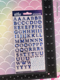 Sticko SHINY Blue Foil Alphabet and Numbers Stickers, 2 Sheets New & Sealed