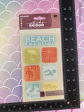 Sticko Debossed Cardstock Beach Icon Stickers, 1 Sheet New & Sealed