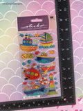 Sticko SHINY Toy Boats Dimensional Stickers, 1 Sheet New & Sealed