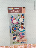 Vintage Sticko Sassy Snowpeople SHINY Stickers, 1 Sheet New & Sealed