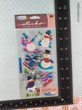 Vintage Sticko Sassy Snowpeople SHINY Stickers, 1 Sheet New & Sealed