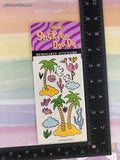 Vintage 1997 Tropical Island Stickety-Doo-Da Removable Stickers, 2 Sheets NEW