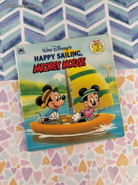 Vintage 1989 Golden Little Look-Look Walt Disney's Happy Sailing, Mickey Mouse Softcover