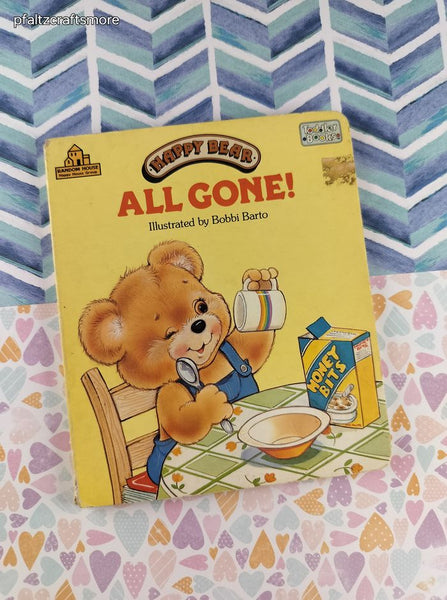 Vintage 1988 Random House Board Books Happy Bear: All Gone! Hardcover