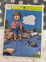 Vintage Whitman Michael at the Fish Pond Cardboard Frame-Tray Puzzle, Nice & Clean