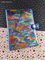 Vintage Stickopotamus Sticker Binder, Blue Glittery Geometric Patterned