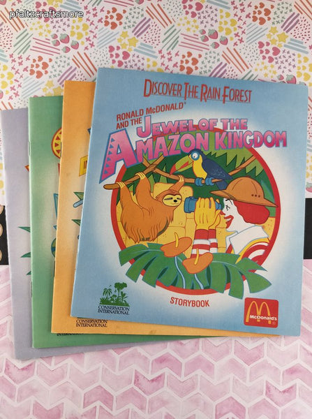 Vintage 1991 Mcdonalds Discover The Rain Forest Activity Sticker Books Set/4 Softcovers