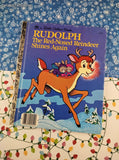 Vintage 1982 Little Golden Book: Rudolph the Red-Nosed Reindeer Shines Again Hardcover