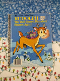 Vintage 1982 Little Golden Book: Rudolph the Red-Nosed Reindeer Shines Again Hardcover
