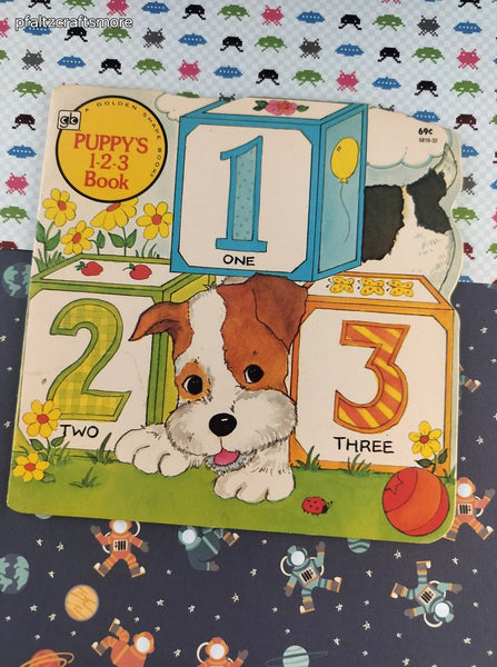 Vintage 1981 Golden Super Shape Book Puppy's 1-2-3 Book Softcover