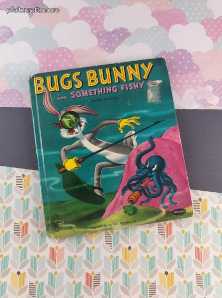 Vintage 1955 Whitman Books, Bugs Bunny in Something Fishy, Hardcover