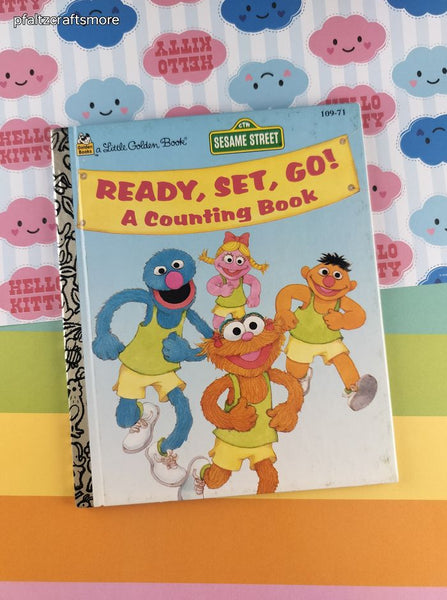 Vintage 1995 Little Golden Book: Sesame Street Ready, Set, Go! A Counting Book Hardcover