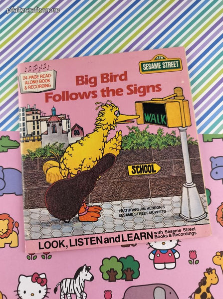 Vintage 1981 33-1/3 RPM Sesame Street Big Bird Follows the Signs Book & Record