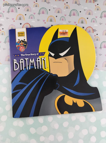 Vintage 1997 Golden Book: The True Story of Batman, Golden Shapes Softcover