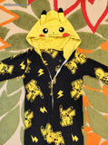 Boy's Electric Pokemon Pikachu Hooded Zip-Up Onesie Size Medium, Clean